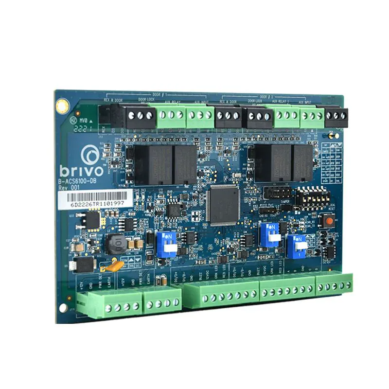 Brivo ACS6100 daughter board — door expansion module that plugs into the main panel chassis to add reader inputs, lock outputs, door contact and REX inputs for 4 or 8 additional doors per board